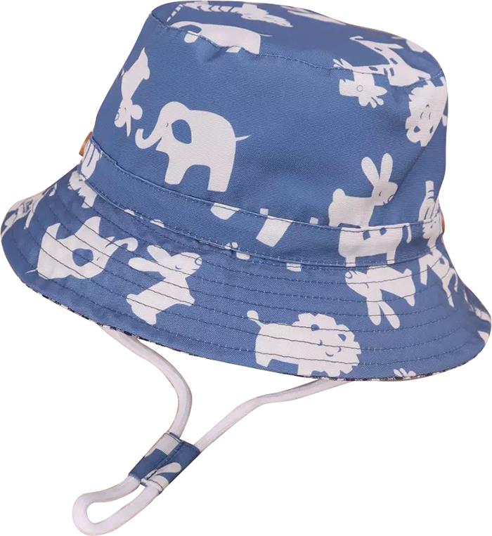 Kids’ Denim Blue Bucket Hat with White Animals