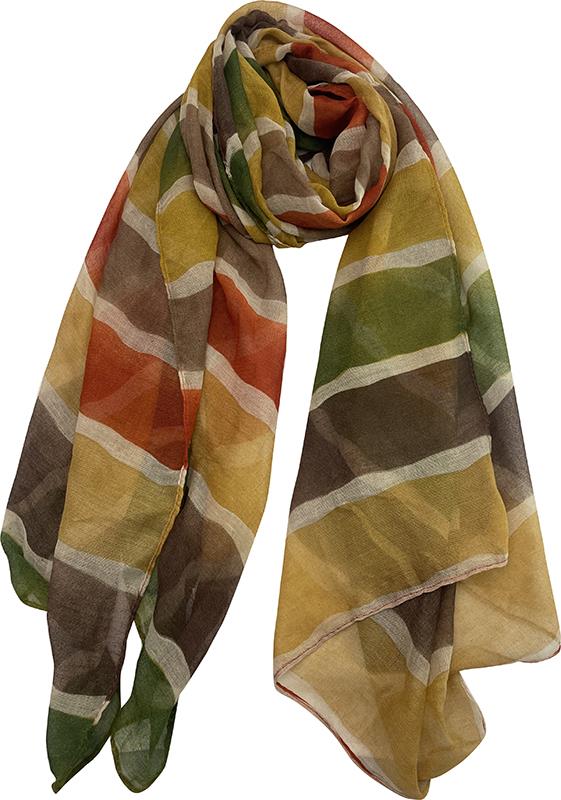 Striped Scarf – Orange, Brown, Yellow & Tan