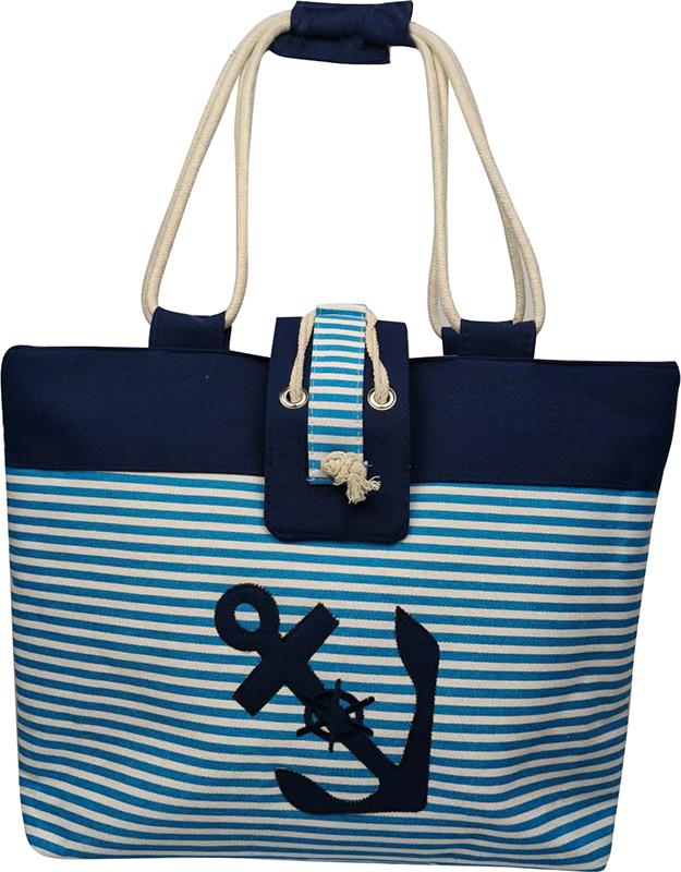 Heavy Canvas Tote Bag – Blue Stripes with Ancho