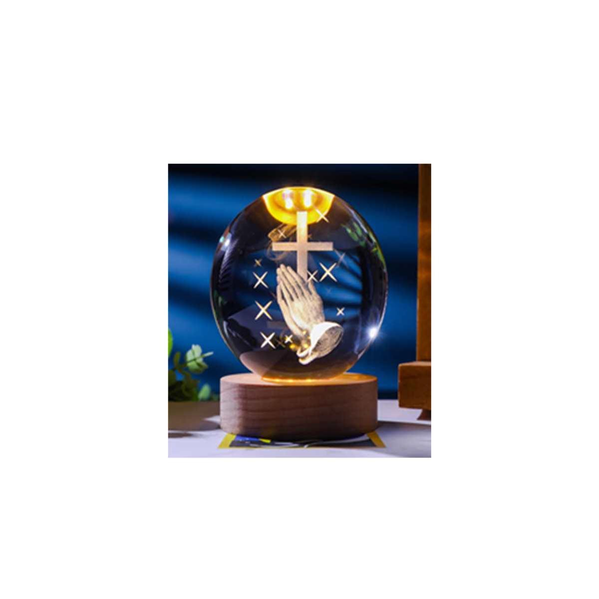 3D Praying Illuminating Ball with Wood Base