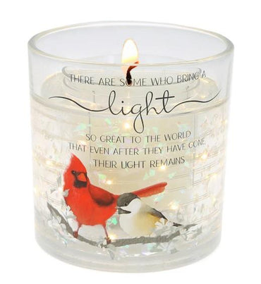 LED Soy Wax Glass Candle – Red Cardinal Memorial Design