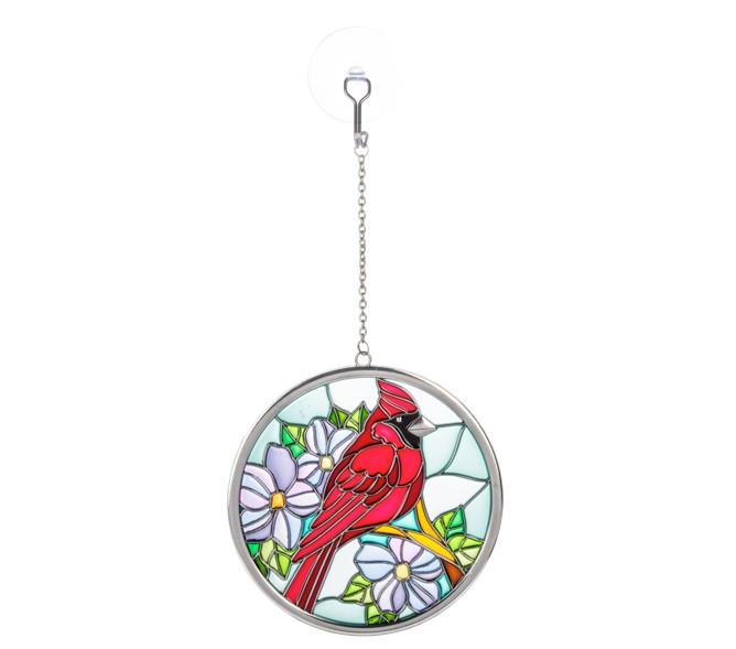 Cardinal Stained Glass Window Hanging