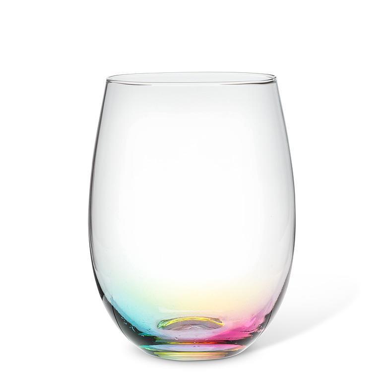 Personalized Rainbow Stemless Wine Glass
