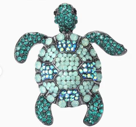 Multitone Green Turtle Brooch / Pendant Necklace