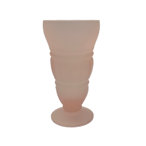 Vintage Frosted Pink Ribbed Glass Vase – 7"