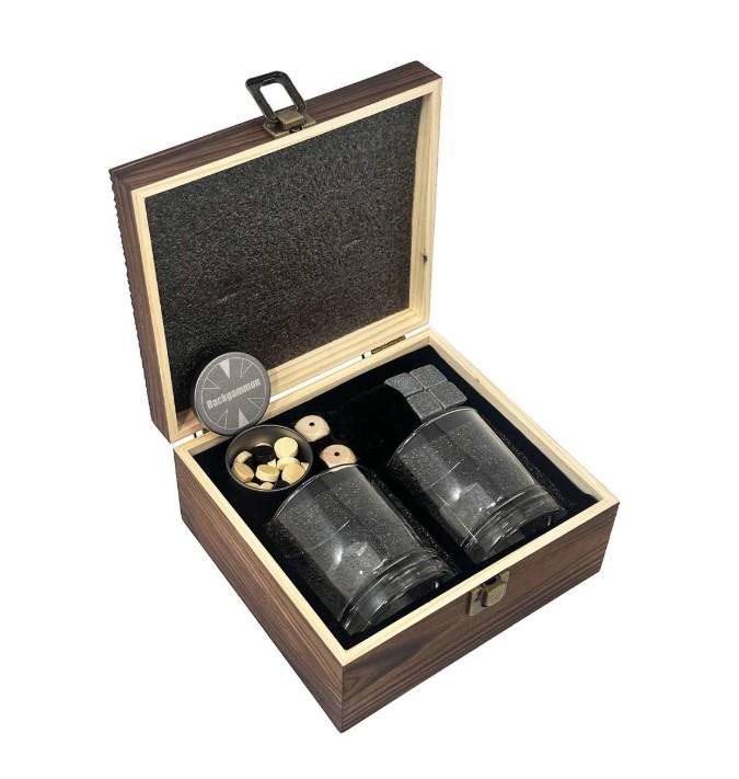 9-Piece Whiskey & Wood Backgammon Game Set