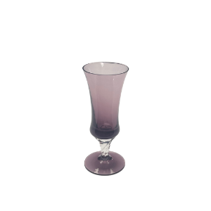 Vintage Purple Glass Flute Vase with Swirled Stem – 5"