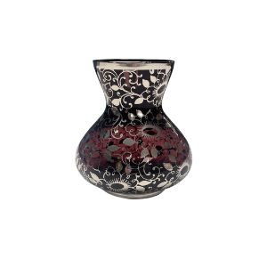 Vintage Amethyst Glass Vase with Silver Overlay – 4"
