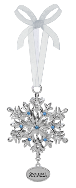 Silver Snowflake Ornament – “Our First Christmas”