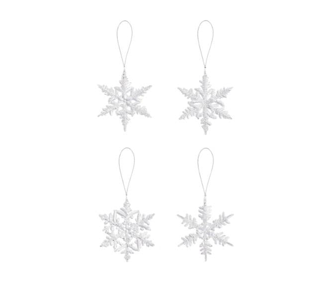 Iced Crystal Snowflake Ornaments – Acrylic Clear Double-Sided (Assorted Shapes)