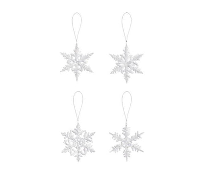 Iced Crystal Snowflake Ornaments – Acrylic Clear Double-Sided (Assorted Shapes)