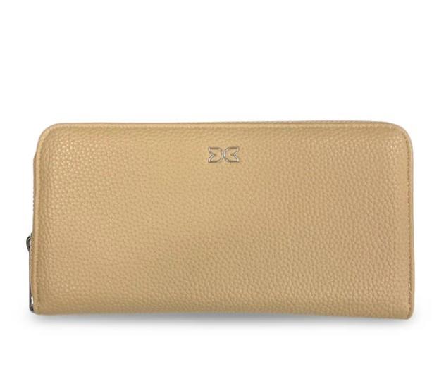 Beige Vegan Leather Zippered Wallet with Card Holders – Soft Touch – 7.5" x 4" x 1"