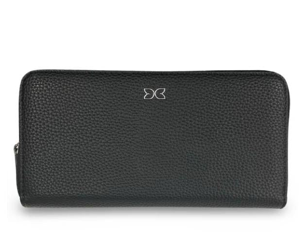 Black Vegan Leather Zippered Wallet with Card Holders – Soft Touch – 7.5" x 4" x 1"