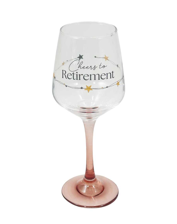 ‘Cheers Retirement’ Wine Glass