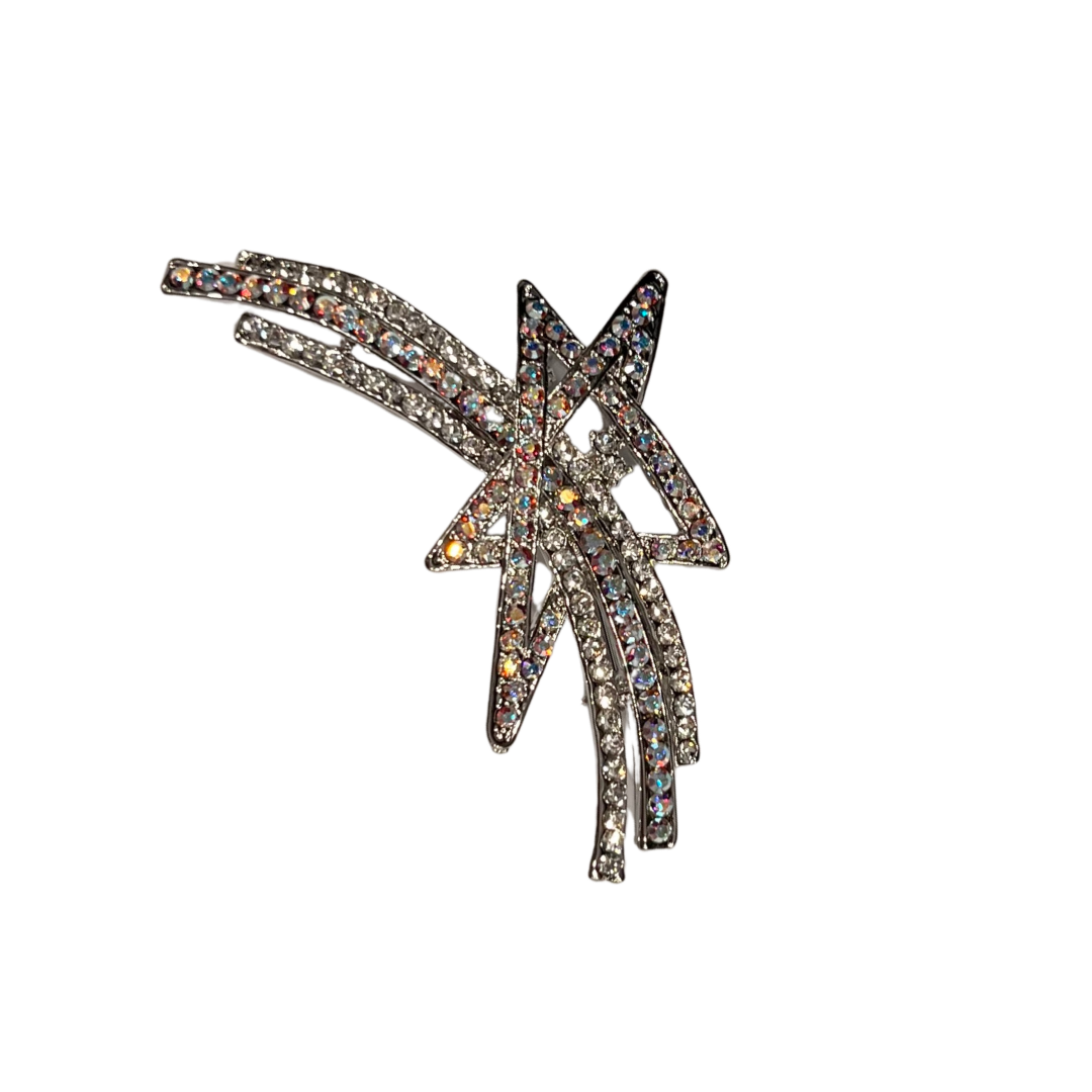 Shooting Star Brooch with Iridescent Rhinestones