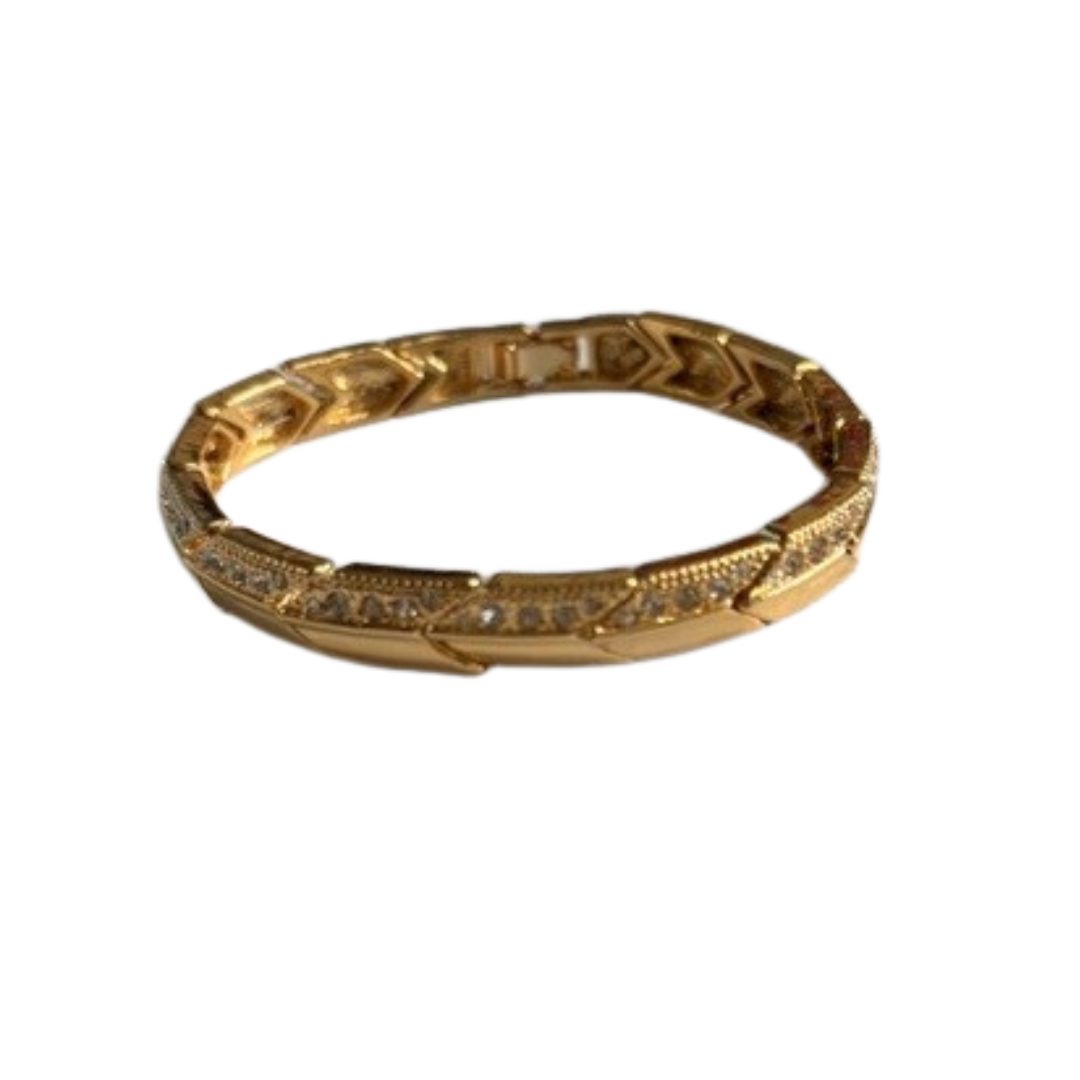 14K Gold-Plated Bracelet with CZ Accents – 7"