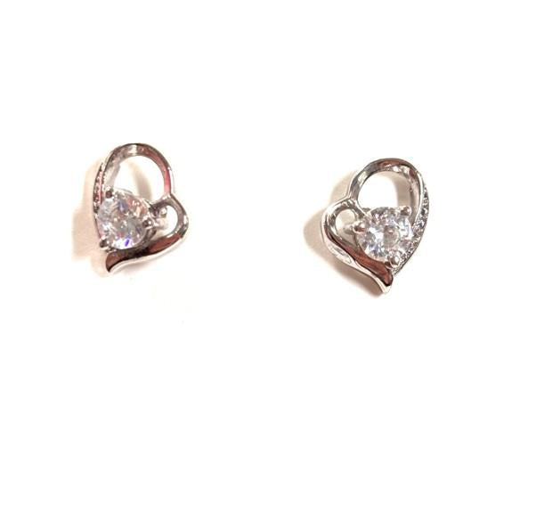 Heart Stud Earrings with CZ