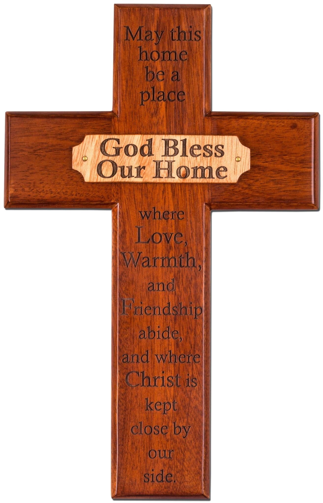 Mahogany “God Bless Our Home” Wall Cross