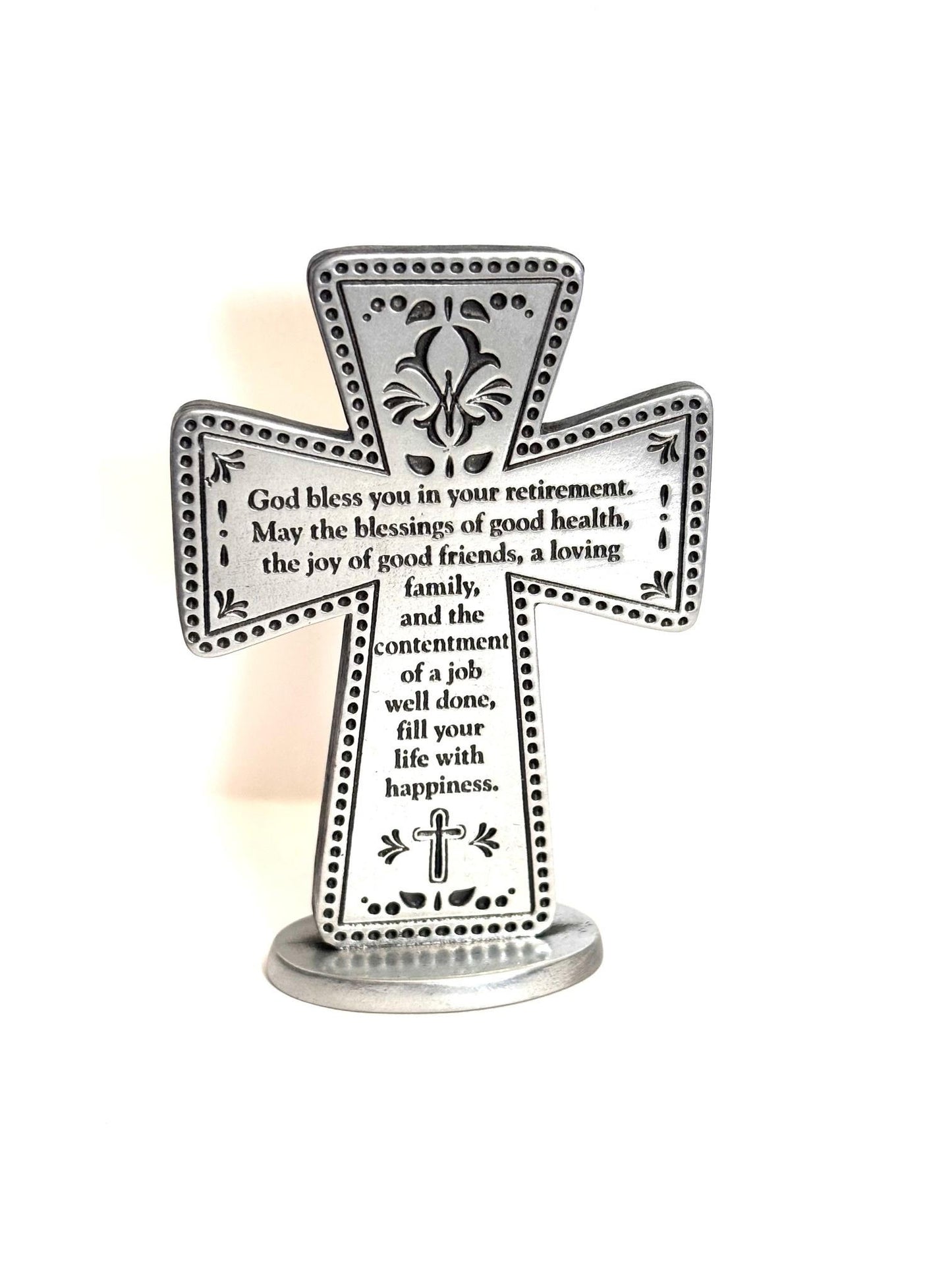Pewter Retirement Cross with Inspirational Verse