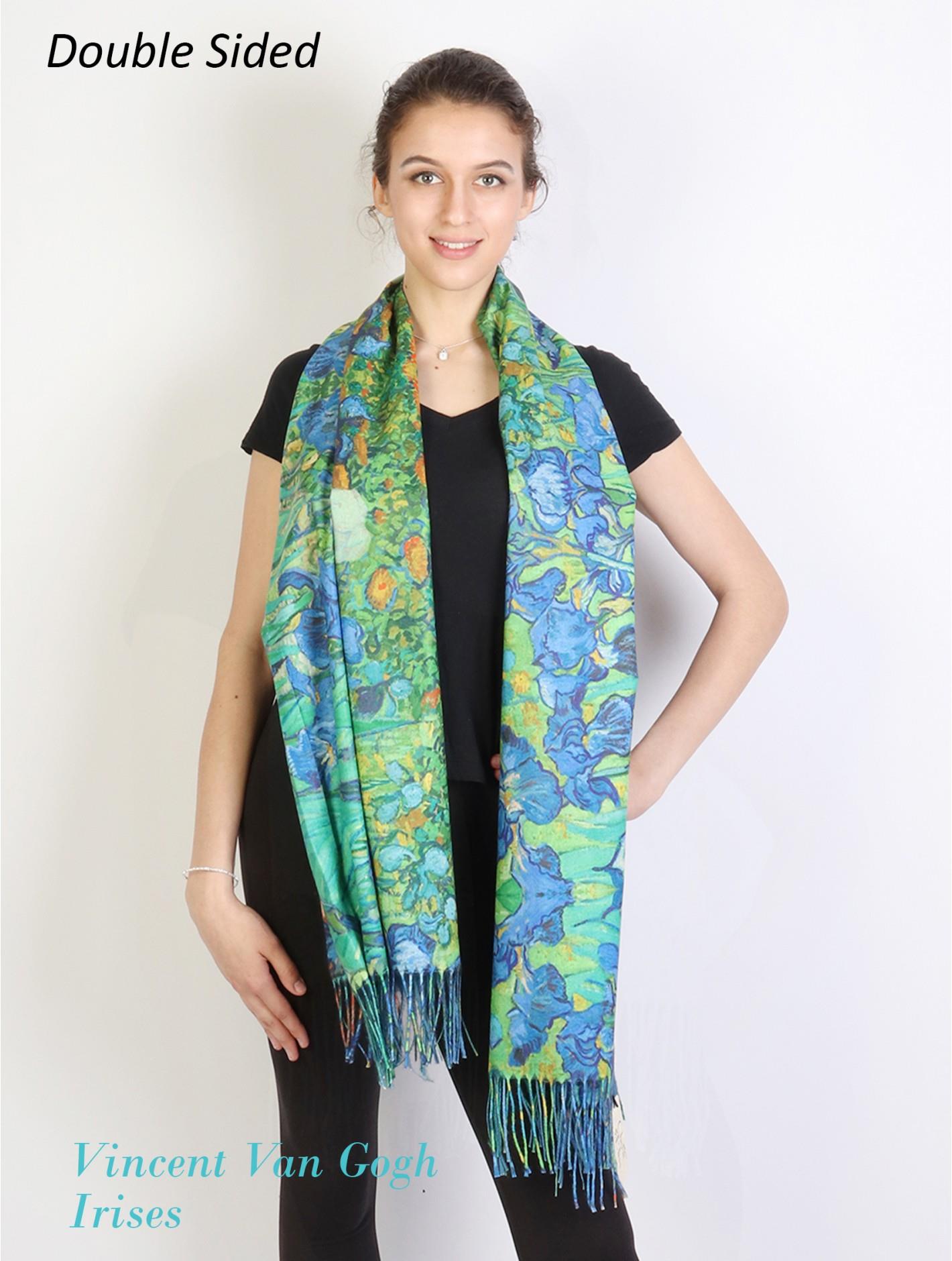 Van Gogh Irises Fashion Scarf with Tassels