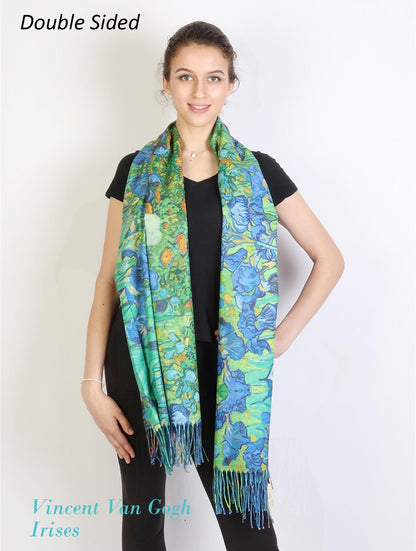Van Gogh Irises Fashion Scarf with Tassels