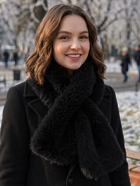 Black Faux Fur Scarf