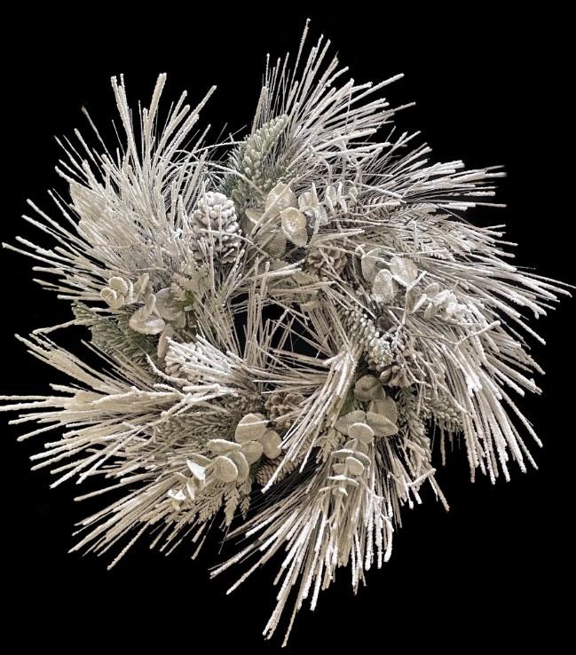 Snowed Sugar Pine Wreath with Pinecones