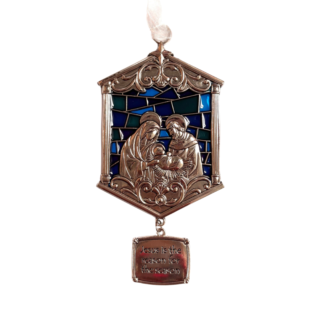 Holy Family Stained Glass Ornament – “Jesus Is the Reason for the Season”