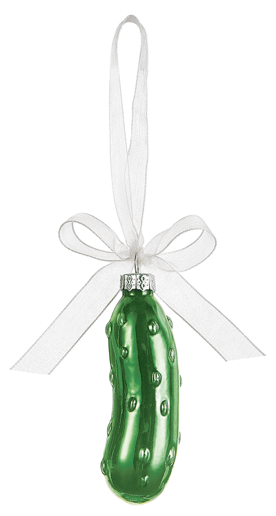Christmas Pickle Glass Ornament in Window Gift Box