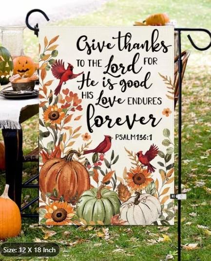 Fall Pumpkins & Cardinals Garden Flag