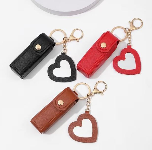 Heart-Shaped Lip Balm Holder with Mini Mirror