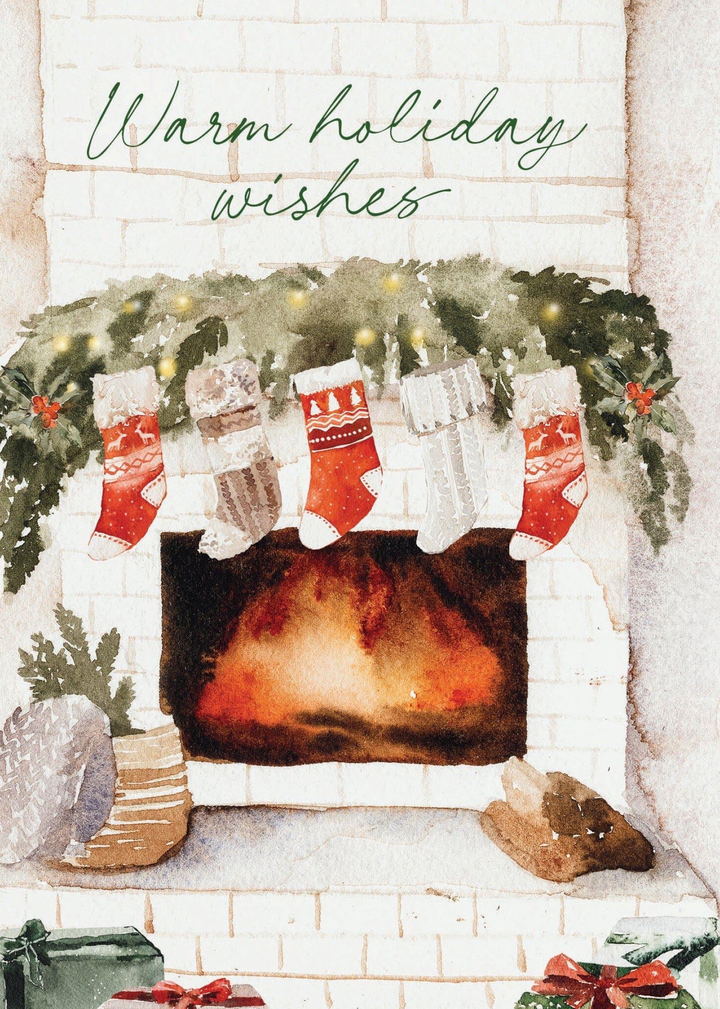Fireplace & Stockings Christmas Card