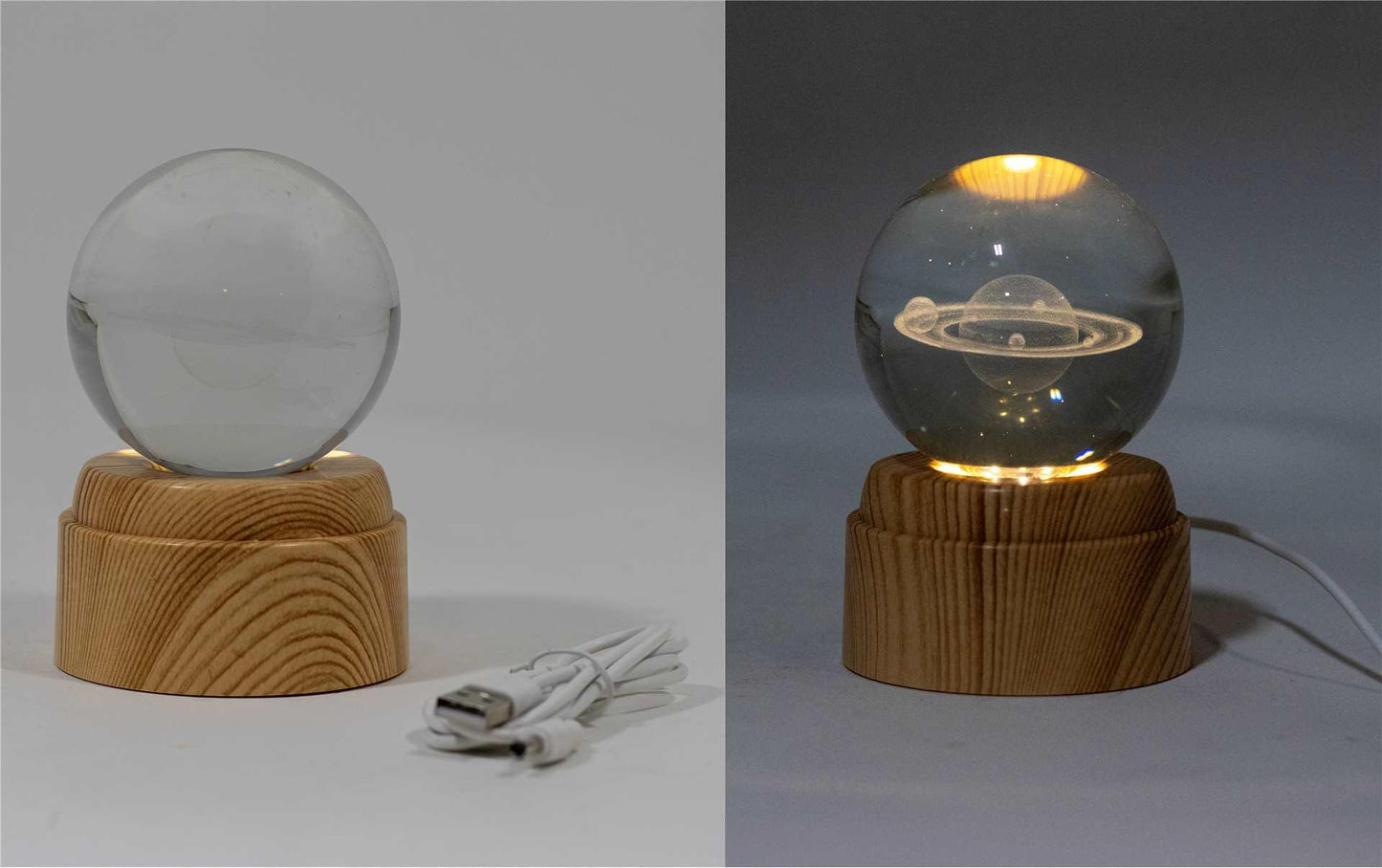Saturn Crystal Ball Lamp – Light-Up & Rotating