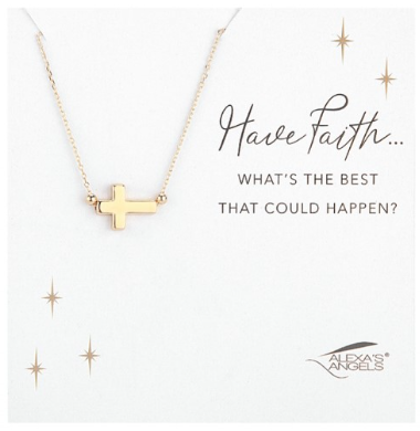 Gold Tone Side Cross Necklace