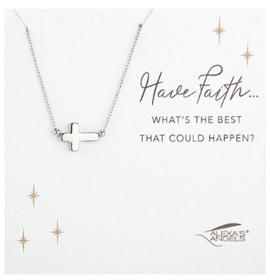 Silver Tone Side Cross Necklace