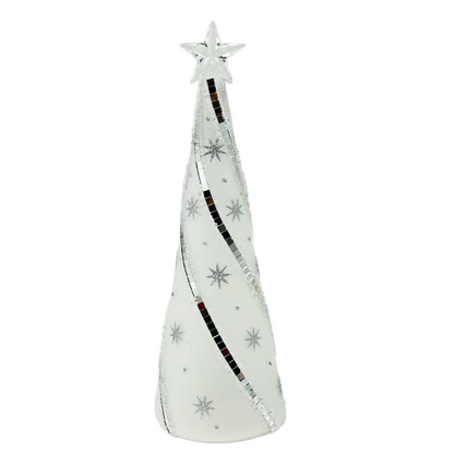 Large White & Silver Tree with Star Topper