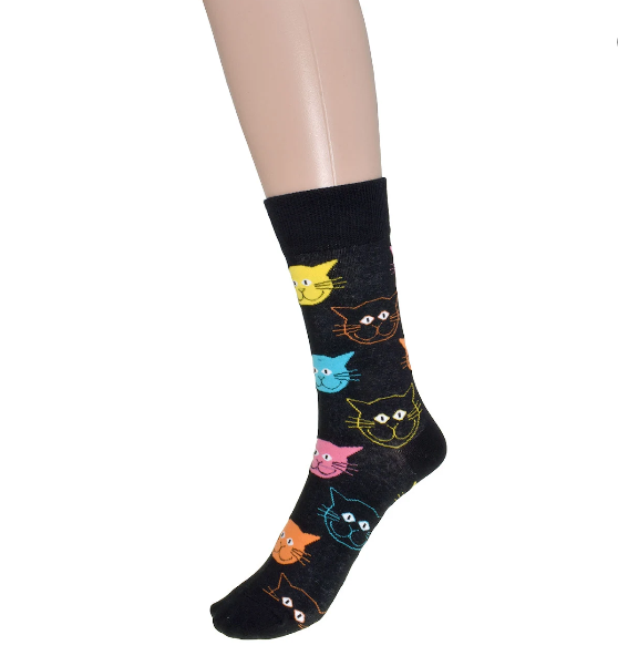 Ladies Black Cat Face Socks
