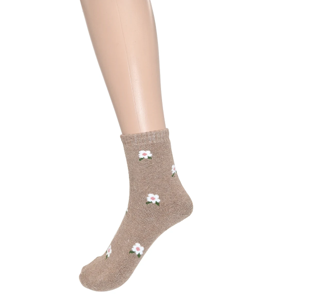 Ladies Brown Floral Socks