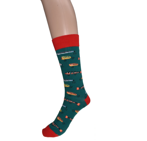 Men’s Teal & Red Fish Socks
