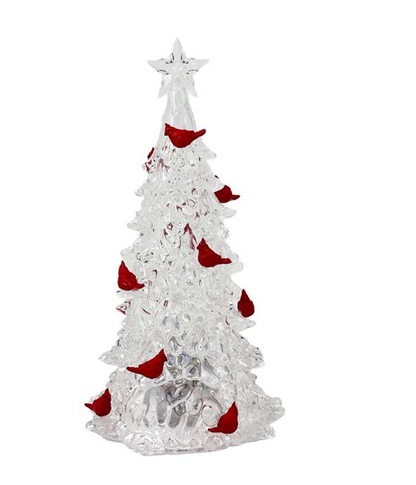 Light-Up Acrylic Tree with Red Cardinals