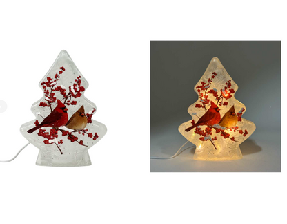 Light-Up Glass Cardinal Tree