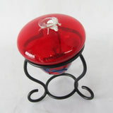 Red Art Glass Oil Lamp