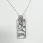 Rectangle Silver Overlay Glass Pendant by L Carr
