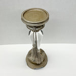 Silver Pillar Candle Holder with Clear Stem