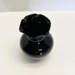 Black Glass Vase with Ruffle Top