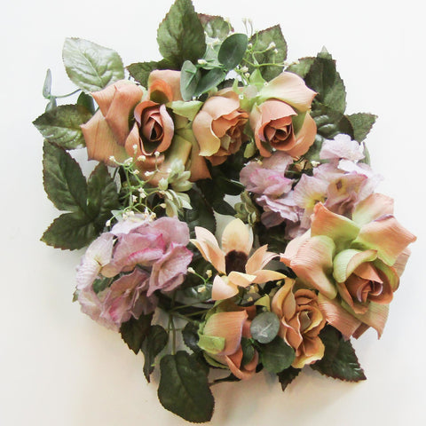 Floral 6 Inch Wreath - Taupe Roses