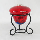 Red Art Glass Oil Lamp