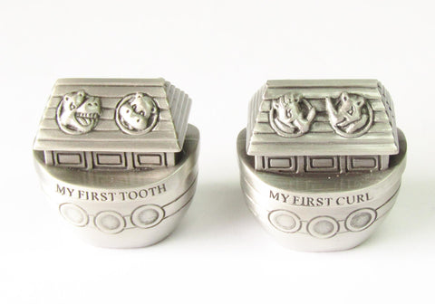 Mini Pewter Finish Noah's Ark -1st Tooth & Curl - Rubies Inc., Chatham