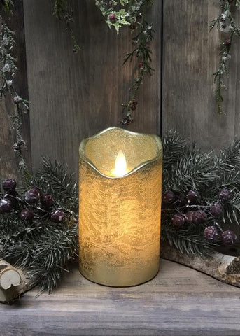 Wave flameless 3”x4” Gold Finish Candle
