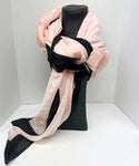 Large Square Pink Scarf with Black Trim